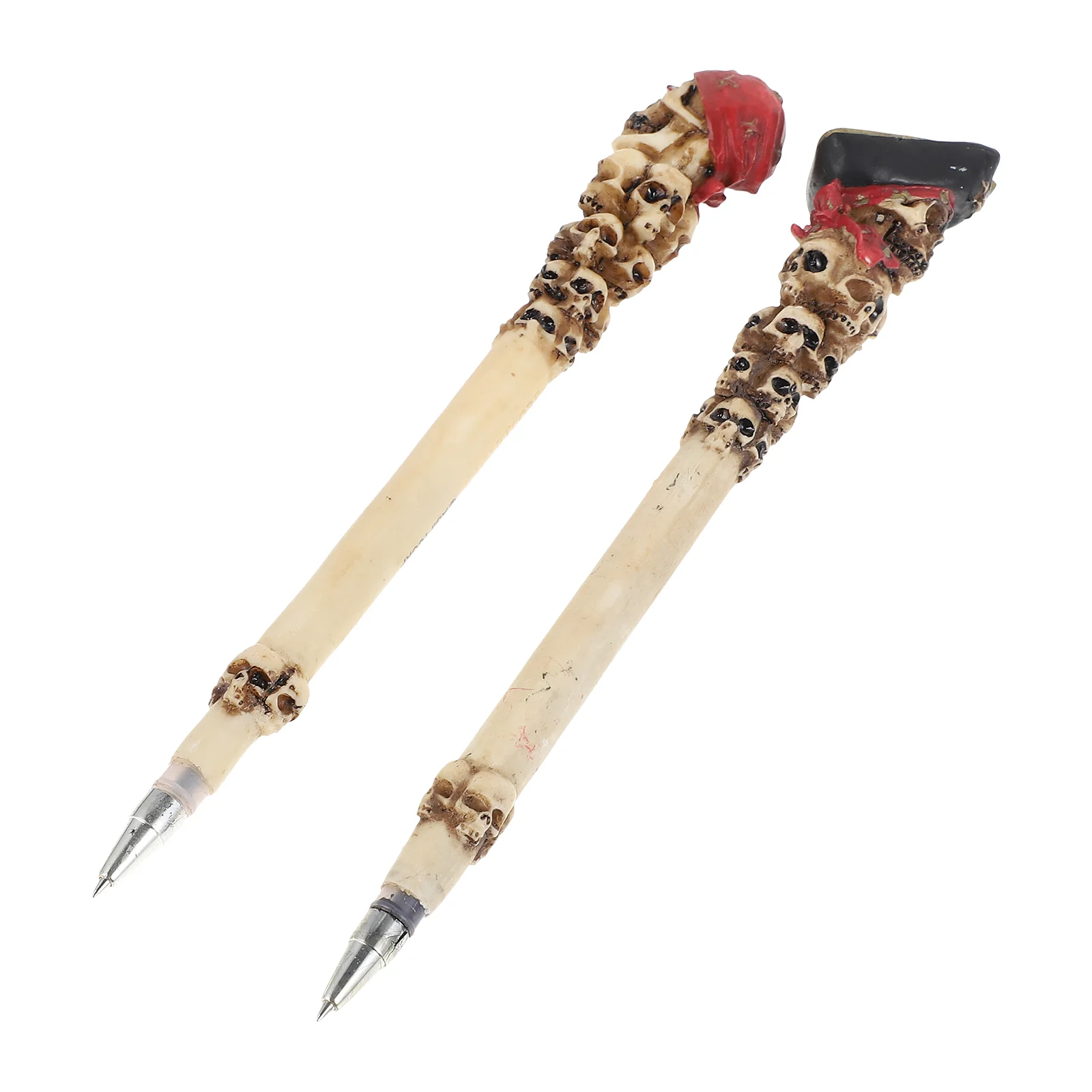 

2 Pcs Pirate Skull Pen Student Fountain Pens Writing School Ballpoint 202X33CM Resin Design Office Stationeries