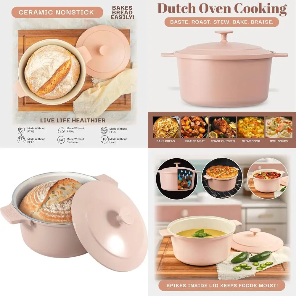 

10-in-1 Nonstick Ceramic Dutch Oven, 5 Qt, Perfect for Bread Baking, Pasta, Spaghetti and More