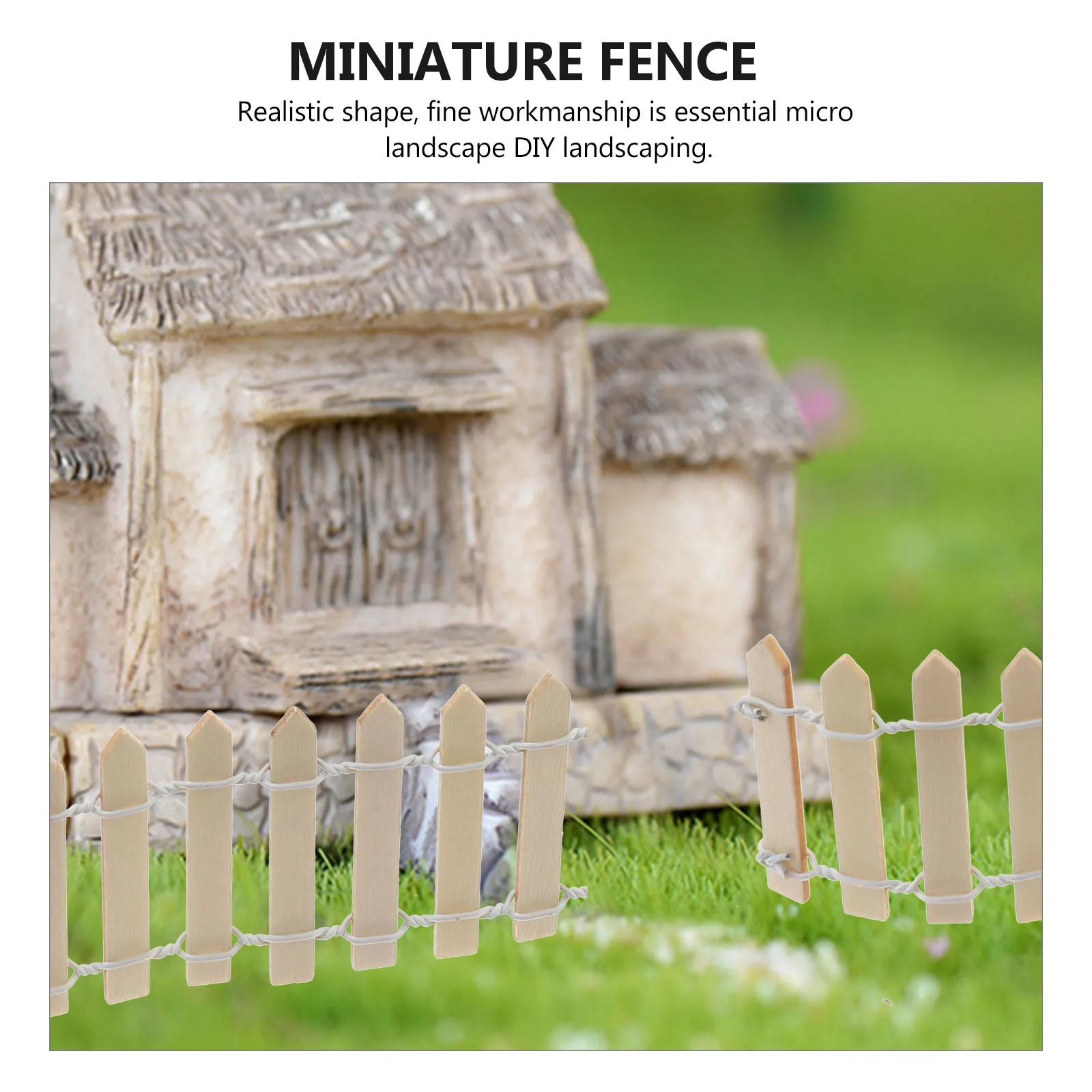 سياج مصغر خشبي يمكنك صنعه بنفسك لحديقة الجنية لبيت الدمى بونساي تررم ديكور منزل صغير سياج حديقة خرافية #3