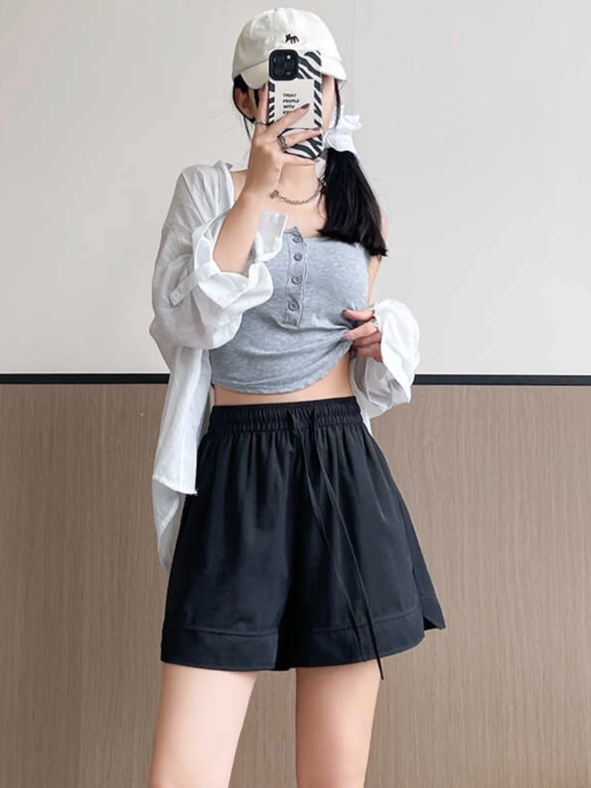 

plus Size Women's Ice Silk Sembach Shorts Summer Thin High Waist Casual Wide Leg Mid-Length Pants Outdoor Sports Five-Quarter...