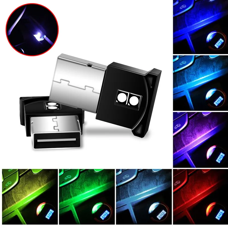 

1Pc Mini USB LED Car Light Auto Decoration Atmosphere Light Colorful Ambient Light Emergency lighting Car Accessories Interior