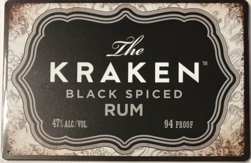 The Kraken Black Spiced Rum Vintage Novelty Metal Sign 12