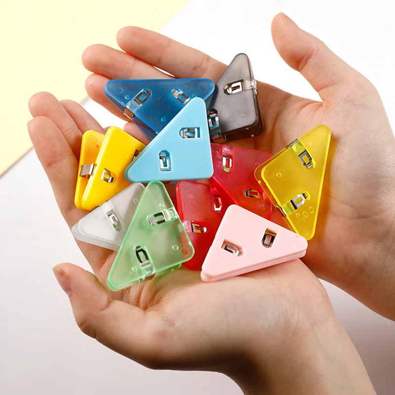 5Pcs Transparent Triangle Corner Clips Student Test Paper Acrylic Storage Clips Information Receipts Folder Office Stationery