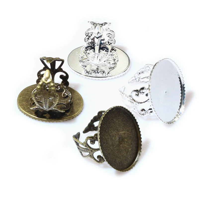 13x18mm 10x14mm 18x25mm 5szt 3 kolory mosiądz owalny regulowany pierścień ustawienia puste/Base,Fit 10x1 4/18x2 5/13x18mm szklane kaboszony — zdjęcie 2