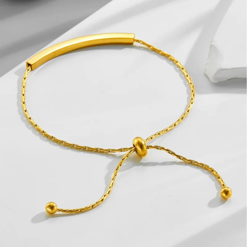 تصميم بسيط من الفولاذ المقاوم للصدأ سوار قابل للتعديل لون ذهبي ربط الإسورة العصرية اليومية اكسسوارات مجوهرات الحفلات هدايا عيد الميلاد بالليزر #4