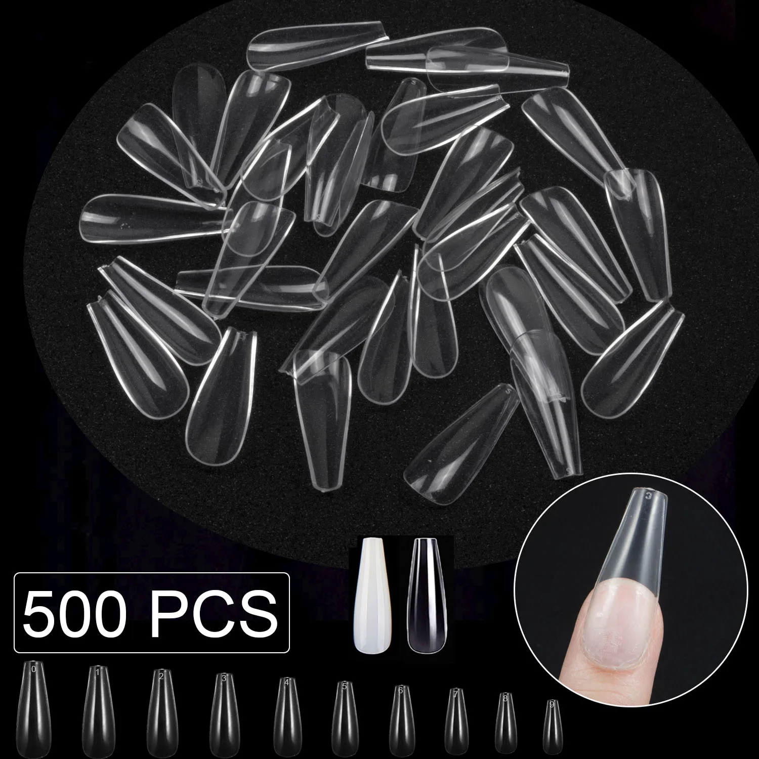 500 Pieces L Coffin False Nails Press On Ballerina Nail Sets Full Cover Acrylic Nails Full Cover Nail Tips Artificial Nails