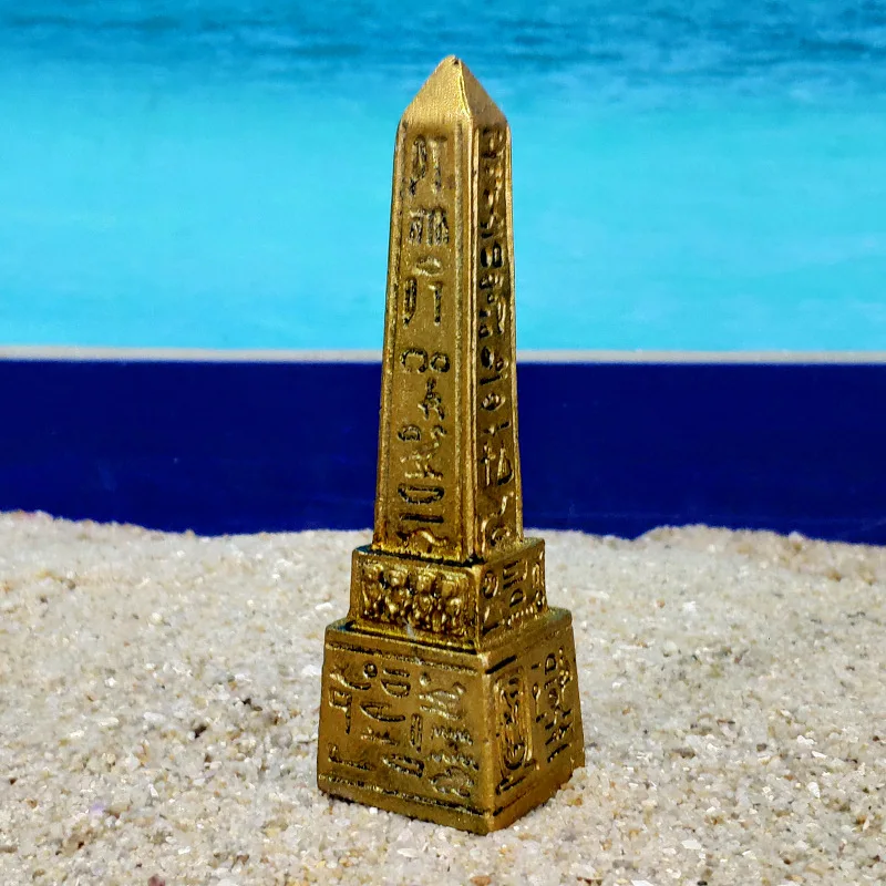 Obelisk Harz-Ornament mit Inschrift, spitz zulaufender Turm, Altägyptischer Gedenk-Souvenir, Pharao-Tischdekoration, Geschenk – Detail 7