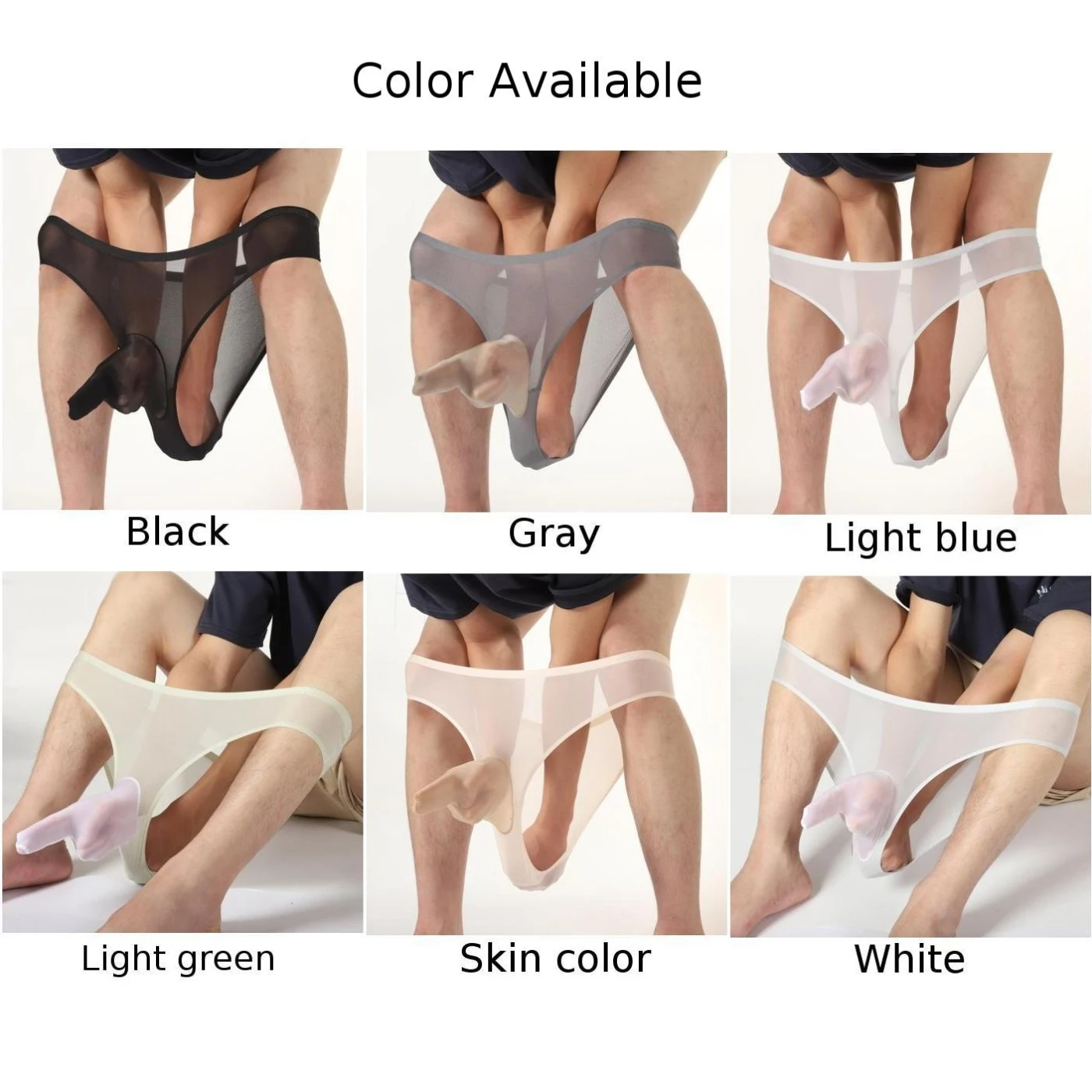 Mens Sexy Underwear Mesh Seamless See Through Briefs Translucent Thongs Pouch Sheer Panties Elastic Bikini Thongs Underpants