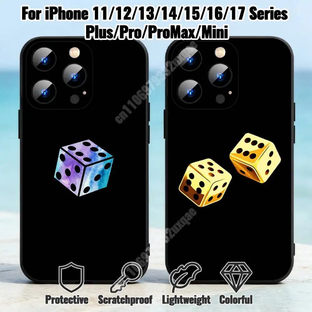 

Casino Game Lucky Dice Phone Case for iPhone 17 16 Pro Plus Air 15 14 Max Mini 12 11 Soft Shockproof Cover