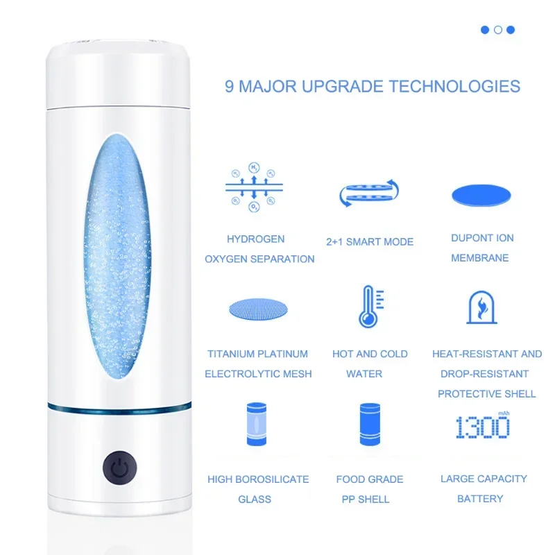 380ML Rich Hydrogen Water Generator Bottle Active Electrolysis Ionizer Pure H2 High Concentration Hydrogen Water Bottle