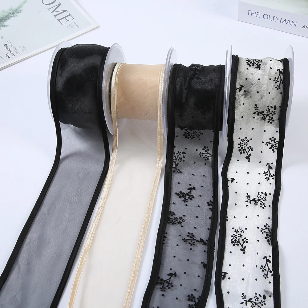 2 Meter Black White Lace Fabric Ribbon 7cm dentelle Snow Yarn Organza Diy Handmade Bow Material Hair Accessories Headwear race