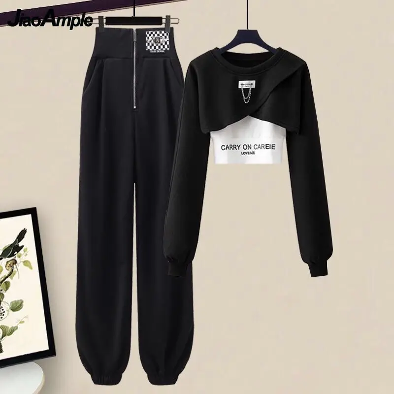 Women\'s Autumn Winter Tracksuit Set 2022 New Fashion Short Sweater Top + Vest + PantsThree-piece Korean Elegant Sportswear Suit