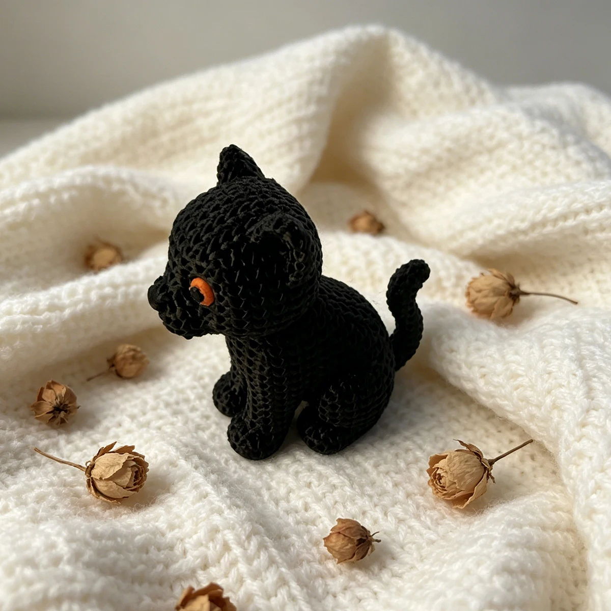 A Woven Black Panther Statue Decorative Ornament, with a Modern Minimalist Design, Clean Lines, and Striking Orange Eyes and Fine Texture Details. It Is an Ideal Decoration and Gift Choice for Animal Lovers. view 4