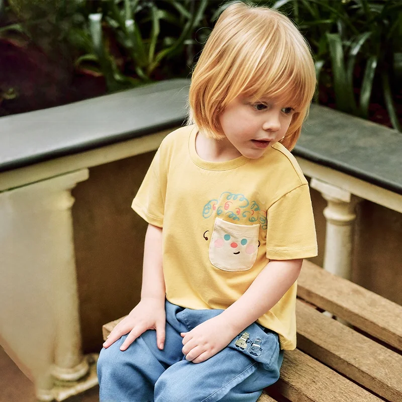 

Детская футболка OUYUN, 95% хлопок, с коротким рукавом, летняя, унисекс, для малышей, мальчиков и девочек