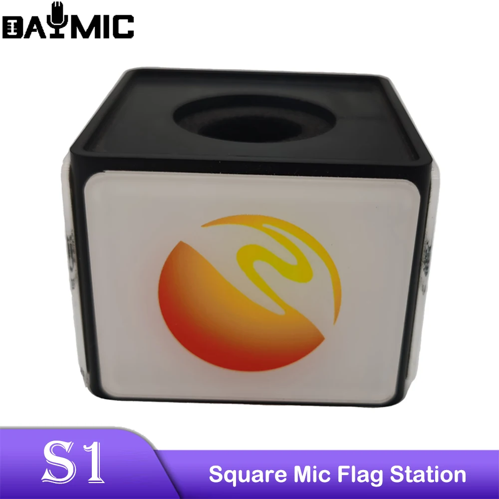 1pc Square KTV Interview Microphone Cover logo Flag Station For Mic Holder Box custom logo OEM