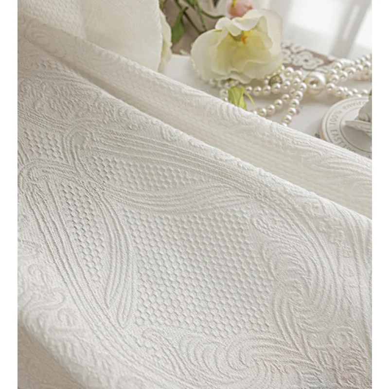 French White Embossed Gauze Curtains Light-impermeable Curtains Living Room Bedroom Balcony Curtains