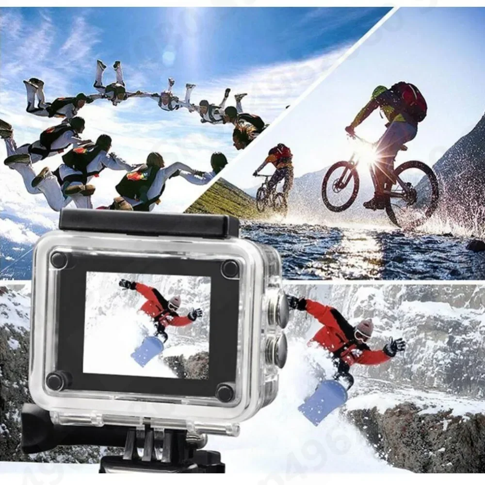 Caméra d'Action 4K Ultra HD Étanche, Écran 2.0 Pouces, WiFi, Télécommande, 30fps/170D, Casque Sous-Marin, Sports Go Video Camera Pro