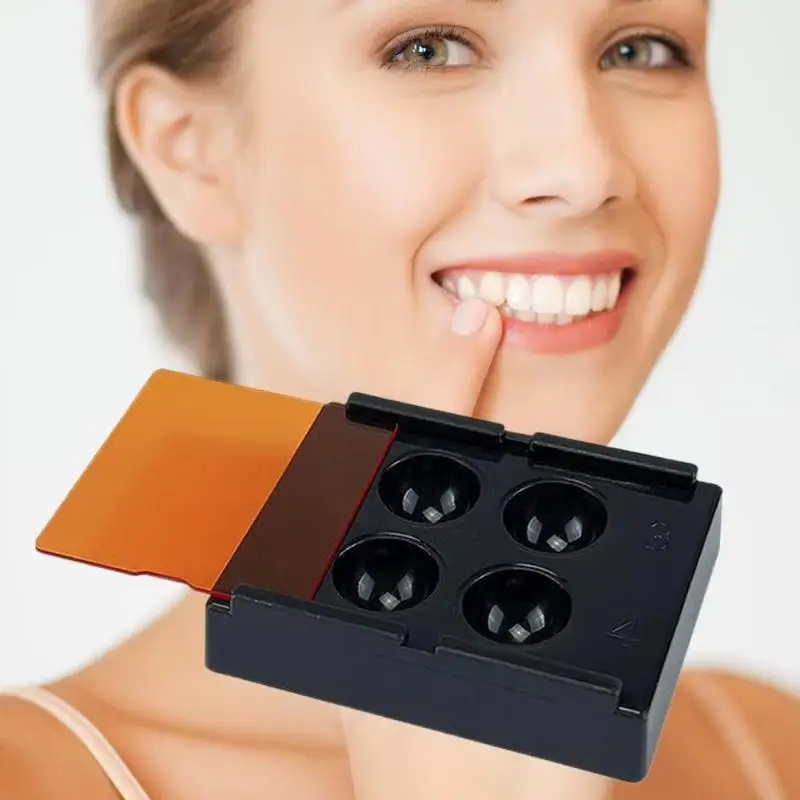 Dental Shading Light Box 4 Holes Lightproof Composite Resin Storage Holder for Dental Lab Daily Material Management