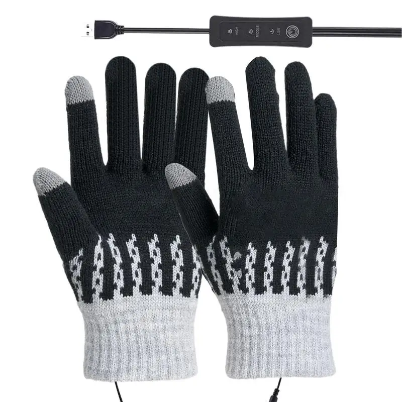 

Heated Winter Gloves USB Heating Gloves For Cycling 3 Levels Adjustable Cold Weather Gloves Removable Heated Snowboard Gloves