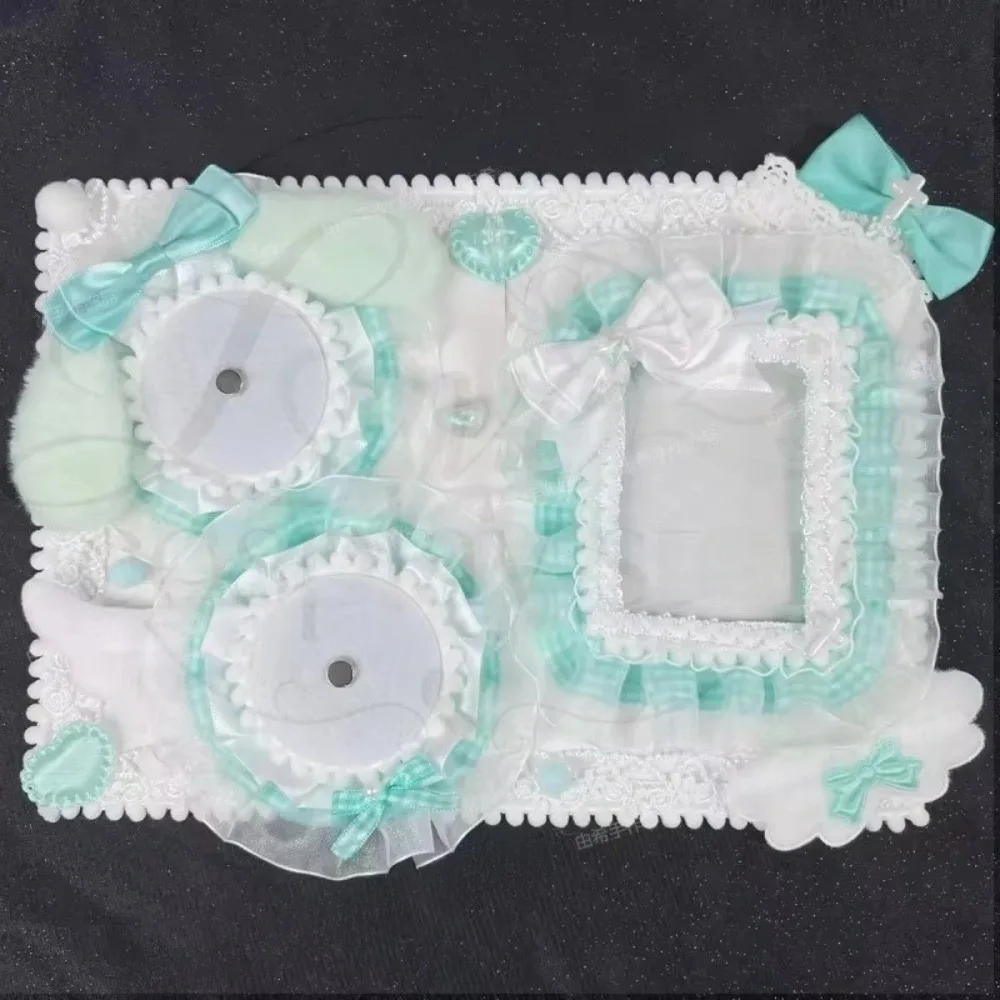 Lace Trim Ita Badge Display Board Transparent Pockets Ribbon Accents Anime Badge Holder Board Fabric Fluffy Bunny Decor