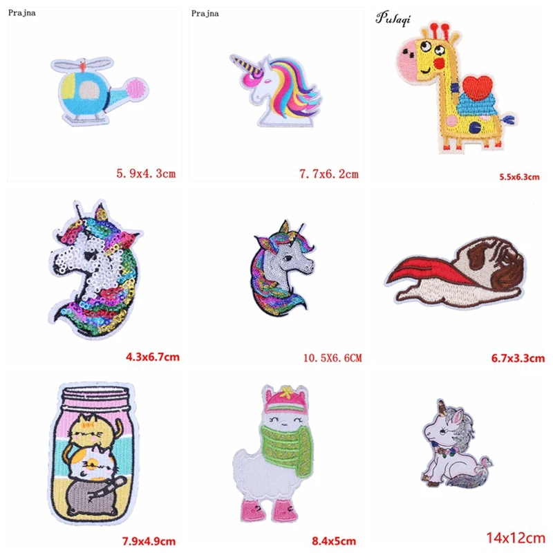 Prajna 10PCS Wholesale Animal Patch On Clothes DIY Iron On Patches Cartoon Stickers Embroidered Patches for Clothing Appliques