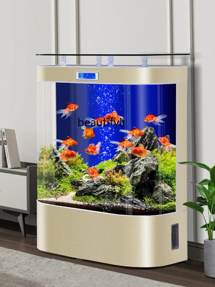 

Fish Tank Living Room Change Water Small and Medium-Sized Arc Glass Floor Wall Home Ecological Intelligent Fish Tank