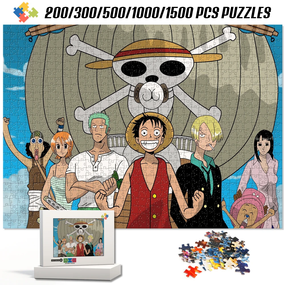 Luffy One Piece Cartoon Jigsaw Puzzle Children's Toys Tangram Montessori Interest Intellectual Educational Toys for Children Kid
