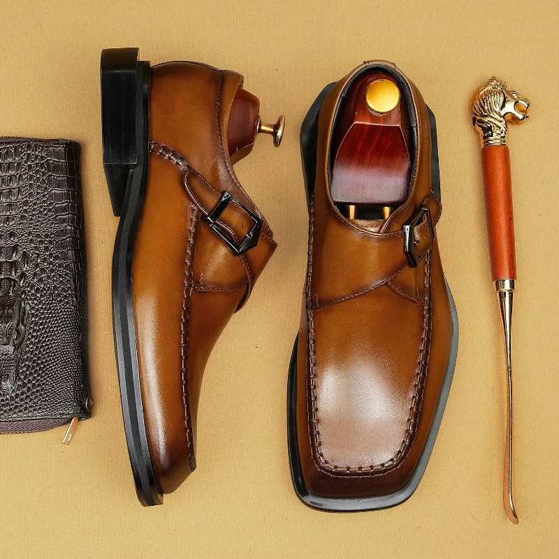 Fashion Mens Wedding Shoes Luxury Handmade Quality Comfortable 2026 Autumn Genuine Leather Retro Dress Social Shoes Male Size 46