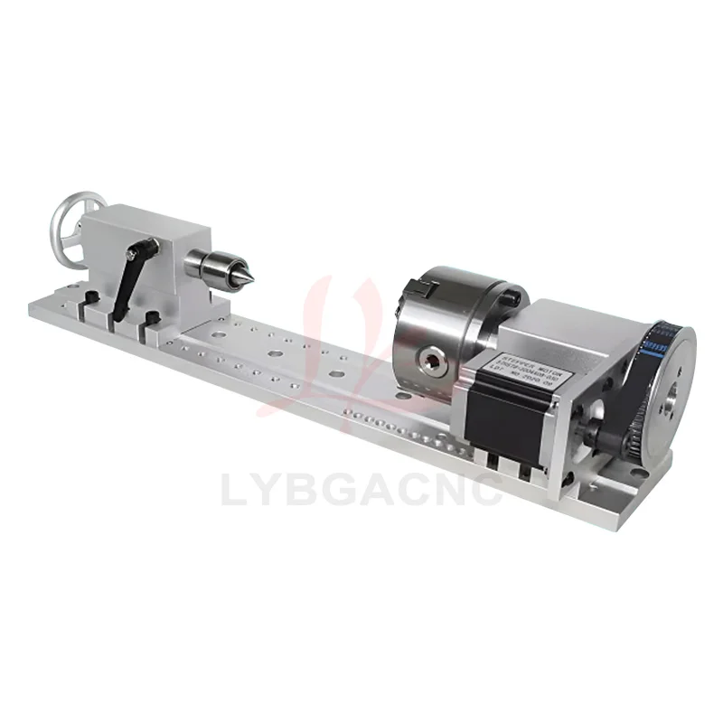 K5M-6-100AB CNC Rotary A-axis Nema23 57mm Motor with Chuck 100mm 3-jaw 4-jaw for CNC Woodworking Milling Machine Indexing Head