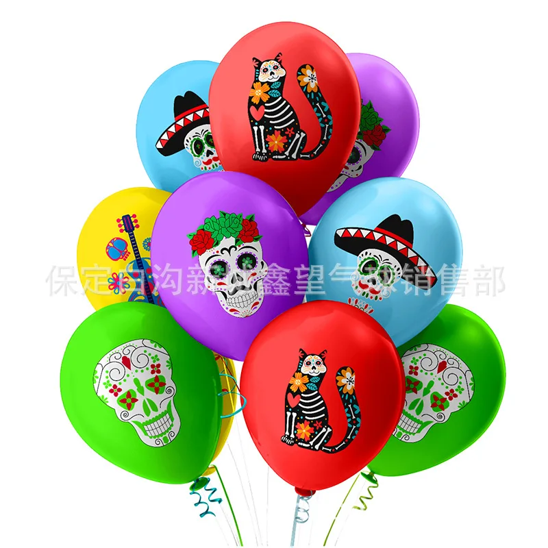 New Mexican Day of the Dead Balloon 12 Inch Latex Balloon Horror Theme Party Decoration suit 20pcs