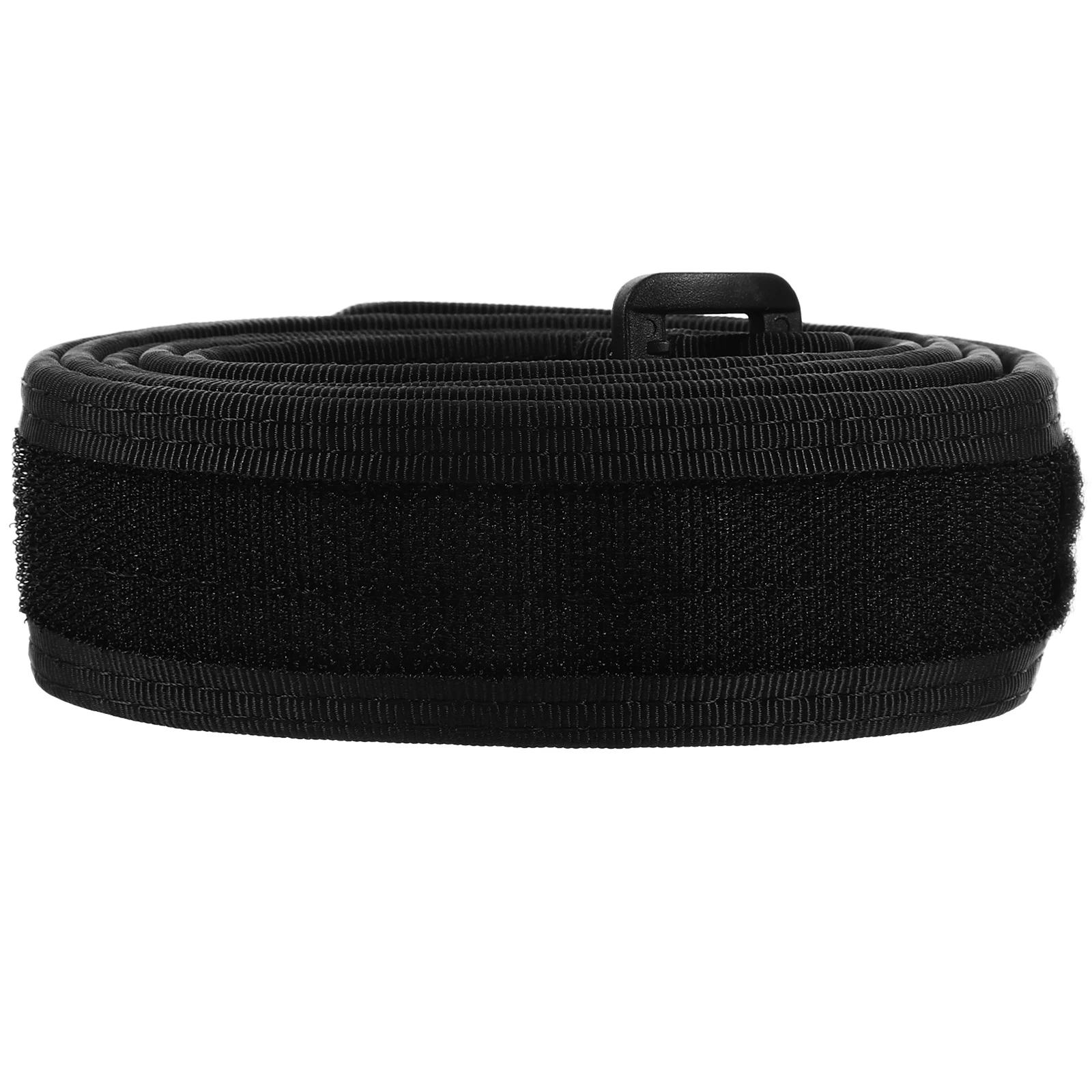 Nylon Weave Black Men Belt Sticky Inner Polymer Buckle Adjustable Length for Daily Work Outdoor Use Heavy Duty