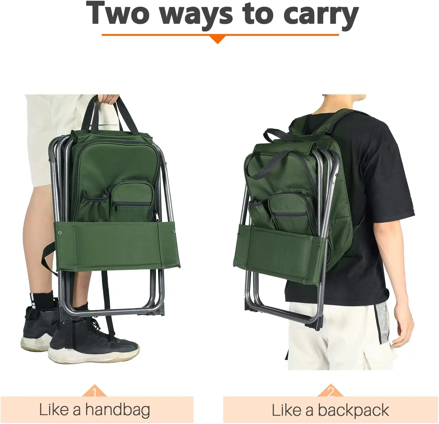 Mochila Silla más fresca con respaldo, taburete plegable para acampar para senderismo, caza, viajes: soporta 225 libras