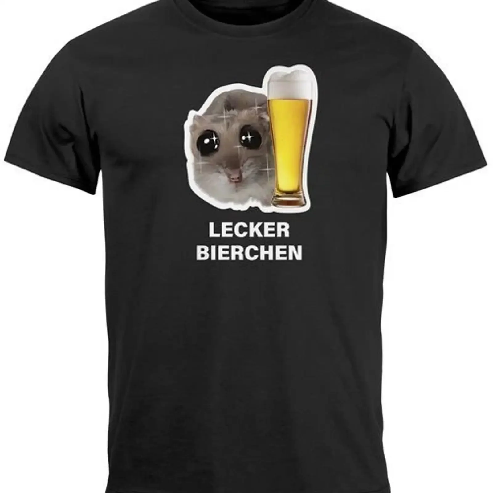 Herren T Shirt Lecker Bierchen Bier Alkohol Sad Hamster Meme Fun Spruch vintage Washed graphic Comfortable