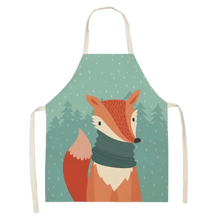 Cartoon Fox Animal Series Sleeveless Aprons Fun Kitchen Cleaning Anti-Stain Bibs Adult Kids Aprons Home Cooking Accessories