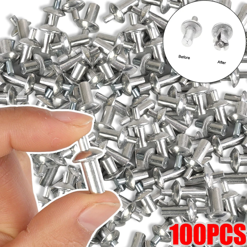 100/10 Pcs Aluminum Alloy Hammer Drive Rivets Tapping Expansion Screws Head Piercing Cabinet Fixing Nails Furniture Accessories