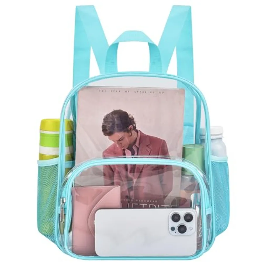 

Clear Backpack for Stadium Events 12x12x6 with Front Pocket for Concert Sport Fashion Women Backpack Events Work Travel Aqua