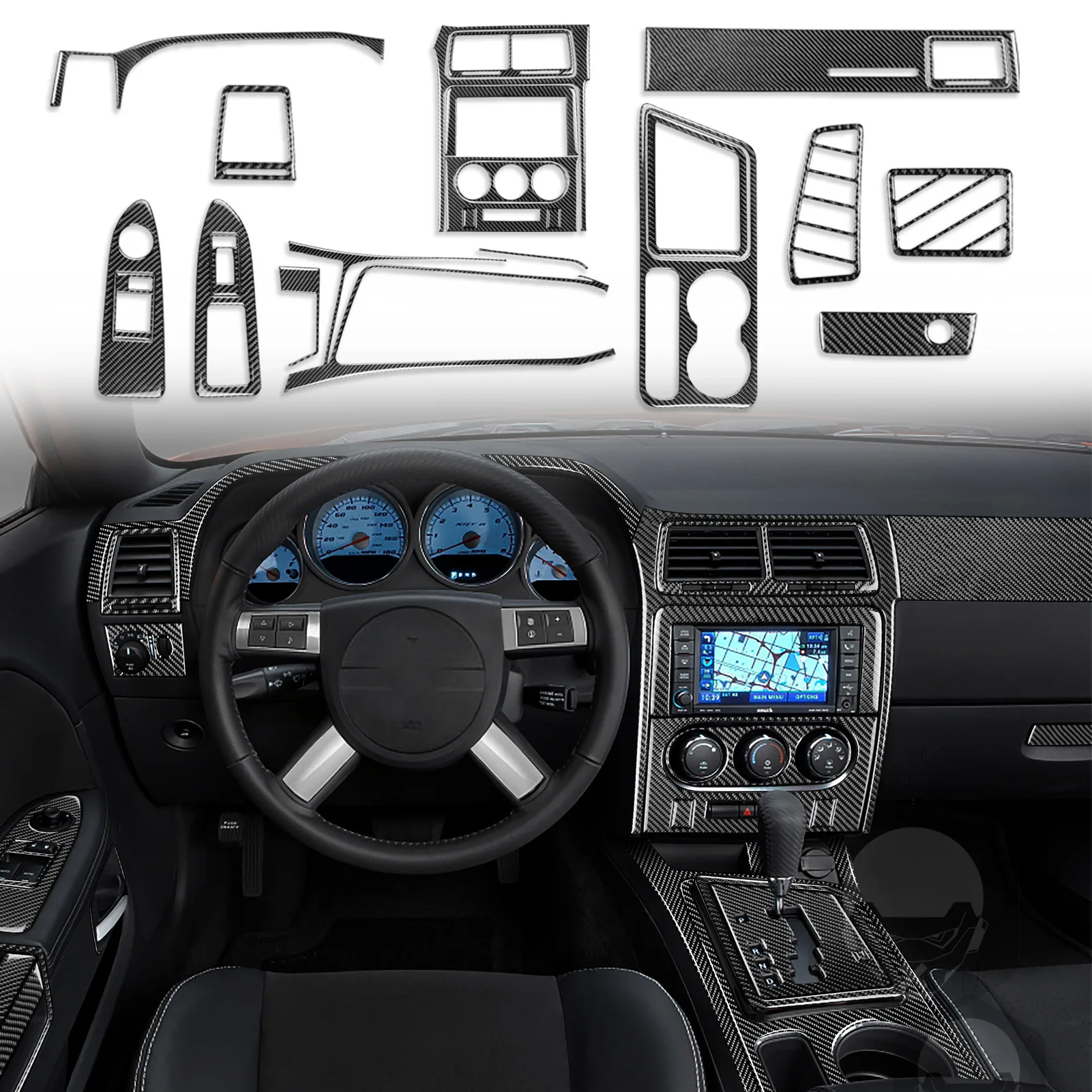 

Suitable for Dodge Challenger 08-14 central control instrument out of trend kit real carbon fiber car interior modification