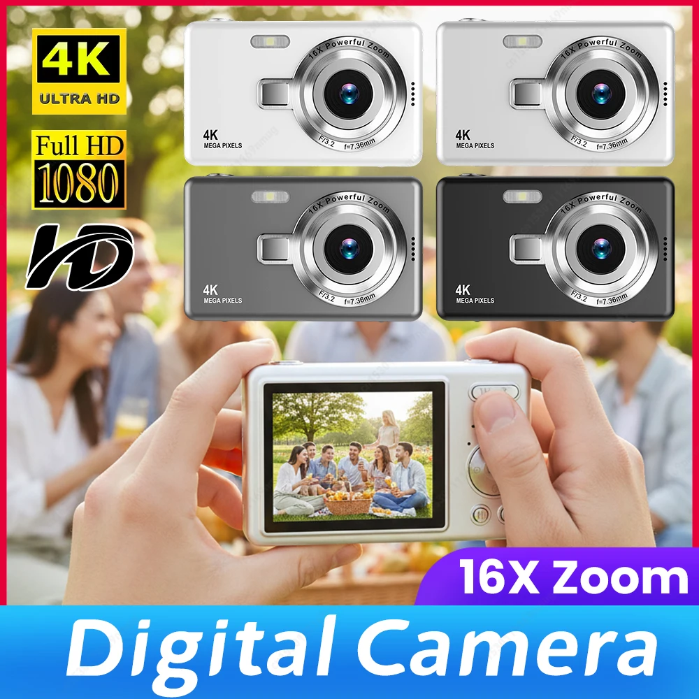 

Цифровая камера 4K HD 1080P с защитой от сотрясений, автофокусом, камера для видеоблогов, 2,4-дюймовый IPS-экран, фотокамера для детей, взрослых, начинающих