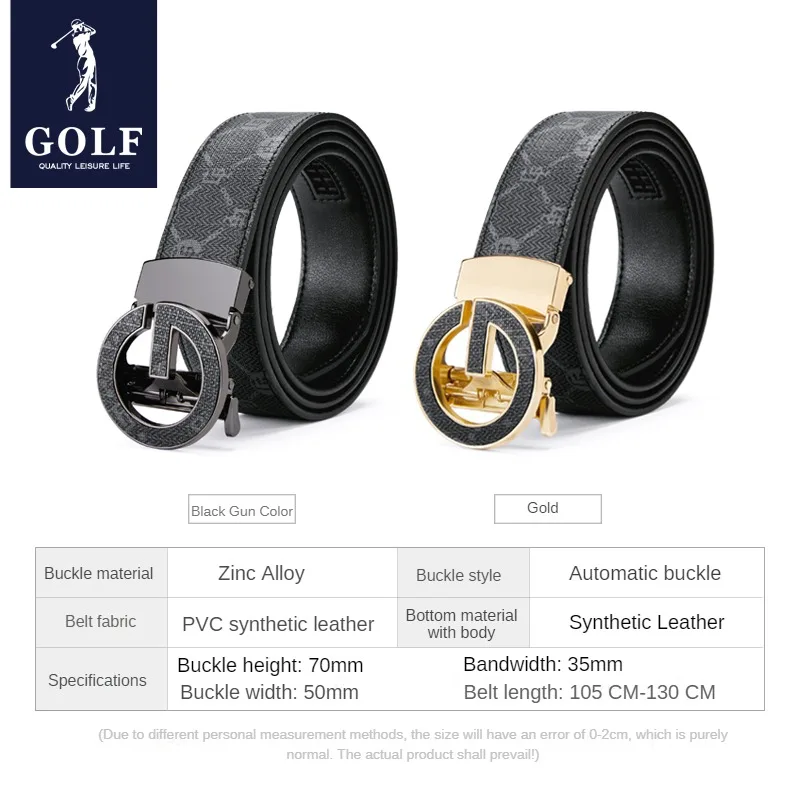 Cinto masculino de golfe moda impressa carta fivela automática cintura versátil na moda cinto casual masculino