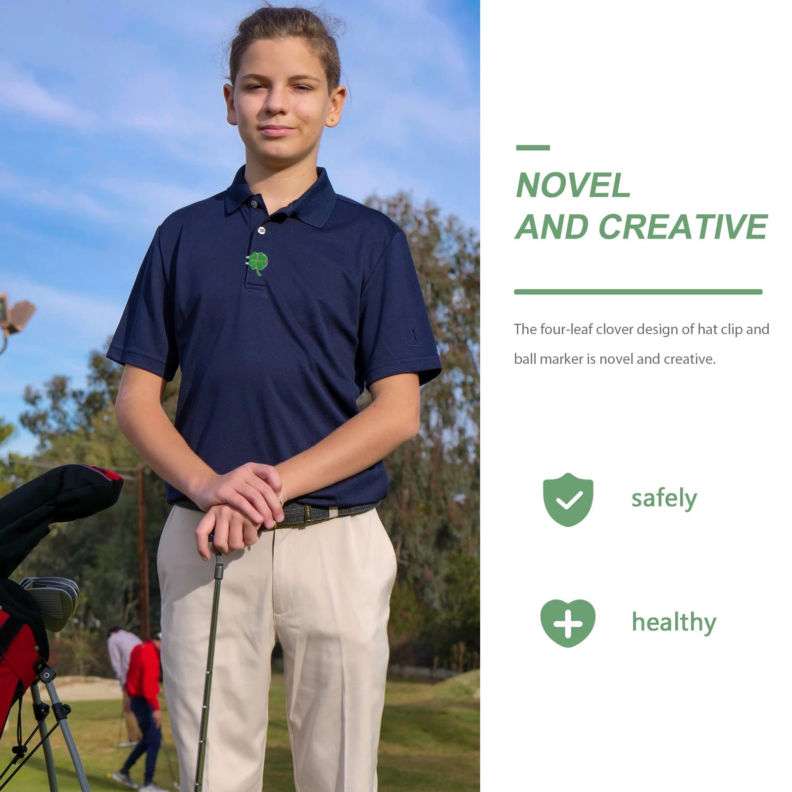 

Golf Hat Clover Shape Balls Marker Clip Metal Golfing Hat Decor Durable Balls Marker Clip for Training Equipment