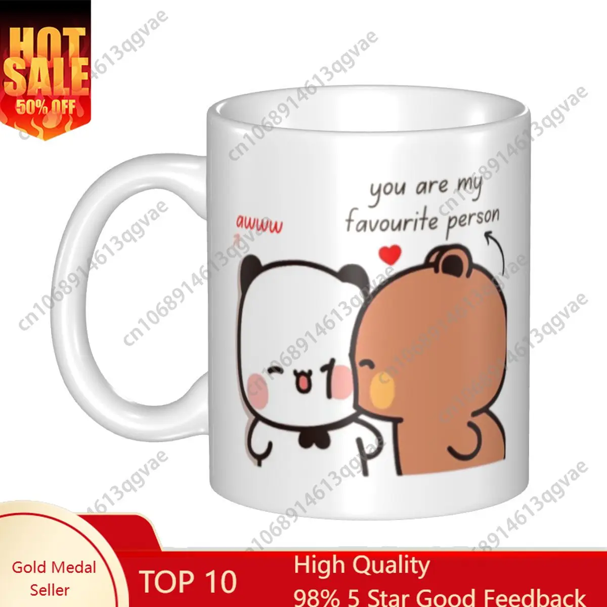 

DIY You Are My Favourite Person Bubu Dudu Panda Bear Love Ceramic Mugs Personalized Peach Goma Coffee Cup Creative Gift