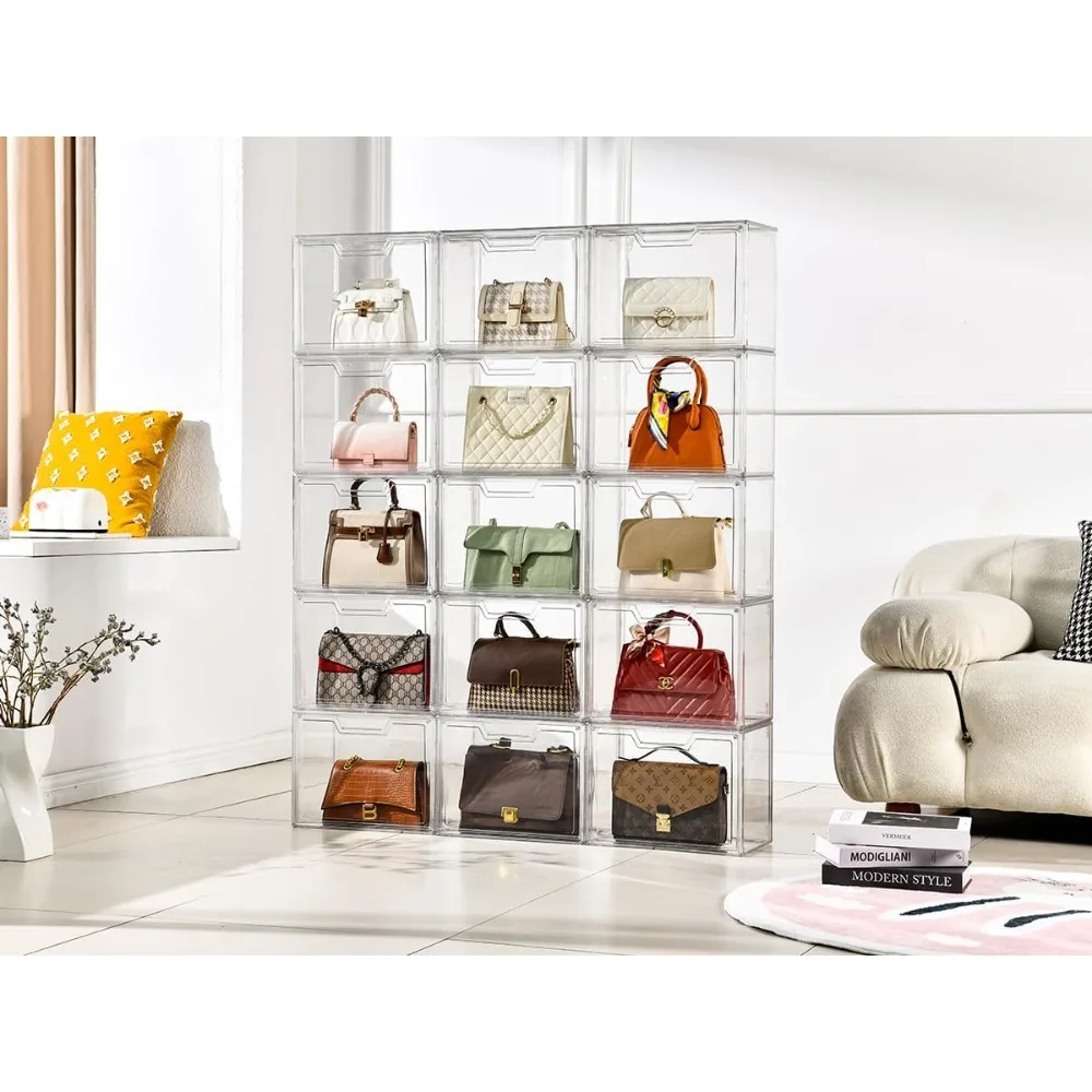 Organizer Tas Akrilik untuk Lemari, Kotak Display Transparan dengan Penutup Magnetik untuk Penyimpanan Tas Tangan