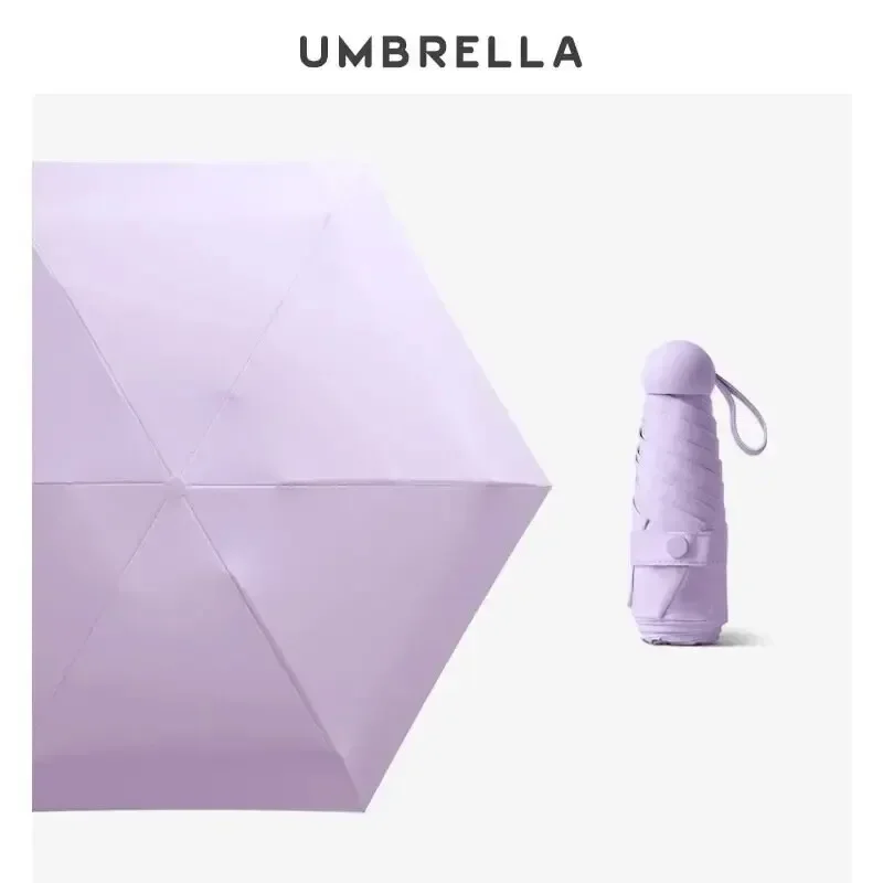 Folding Travel Umbrella 8 Ribs Lightweight Compact Pocket Umbrella Rain Or Shine With Capsule Storage For Everyday Use