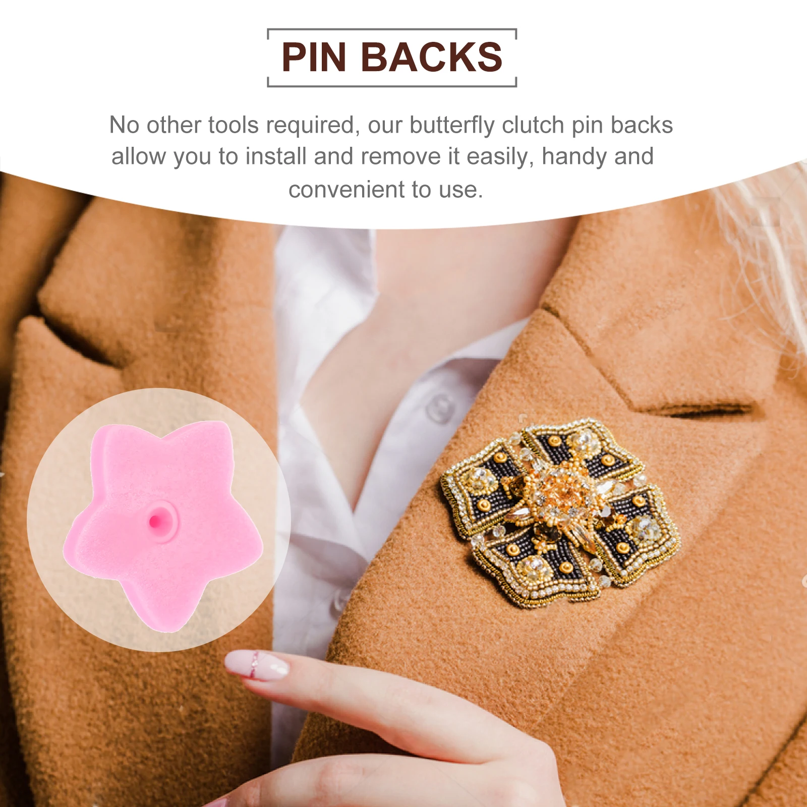 100Pcs Creative Star Pin Caps for Pin Back Holders Lapel Badges Tie Tacks Secure Clutch Backings Compact Design