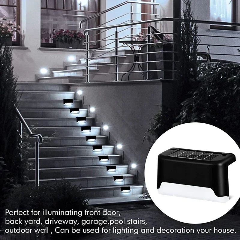 4/8/12Pcs Solar Deck Lights Outdoor Waterproof LED Fence Lights Step Garden Decorate Lamp for Patio Stairs Railing Pathway Luces