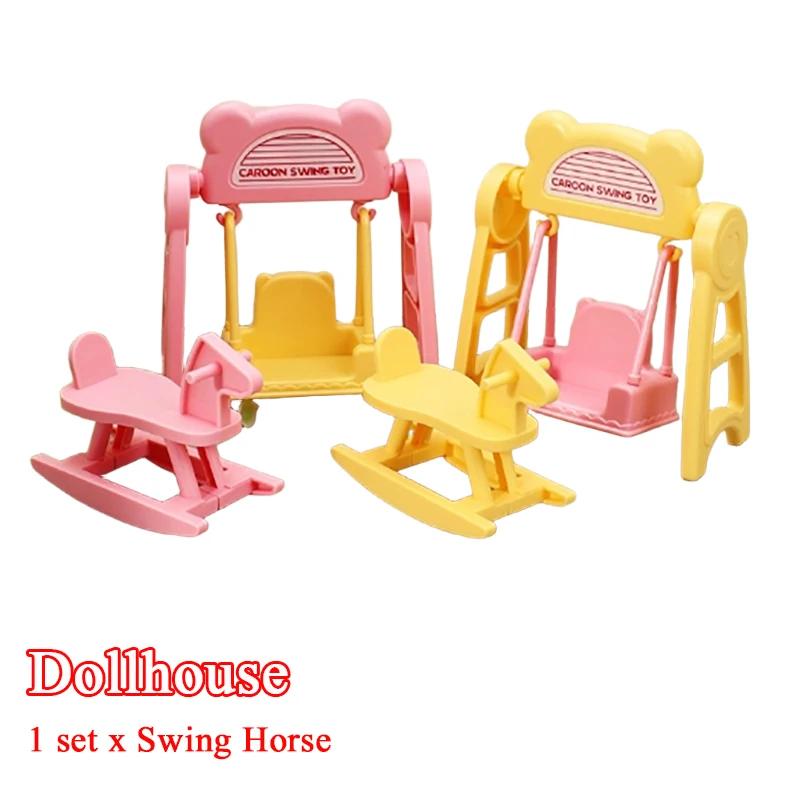 1 セットドールハウスマカロンカラーミニチュアスイングホースキットベビードール子供ふり遊びおもちゃ女の子ギフト DIY アクセサリー