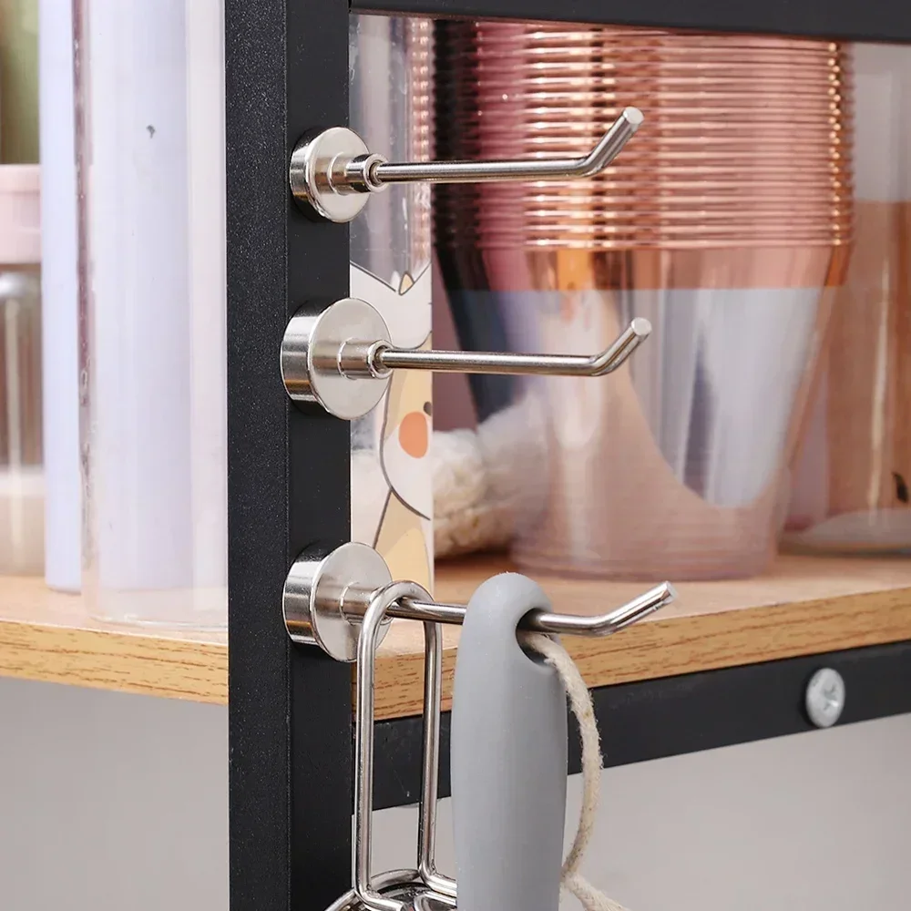 Right Angle Magnetic Hooks Strong Magnetic Hook Punch-free Heavy Wall Hanging Magnet Racks Kitchen Bathroom Organization Tools