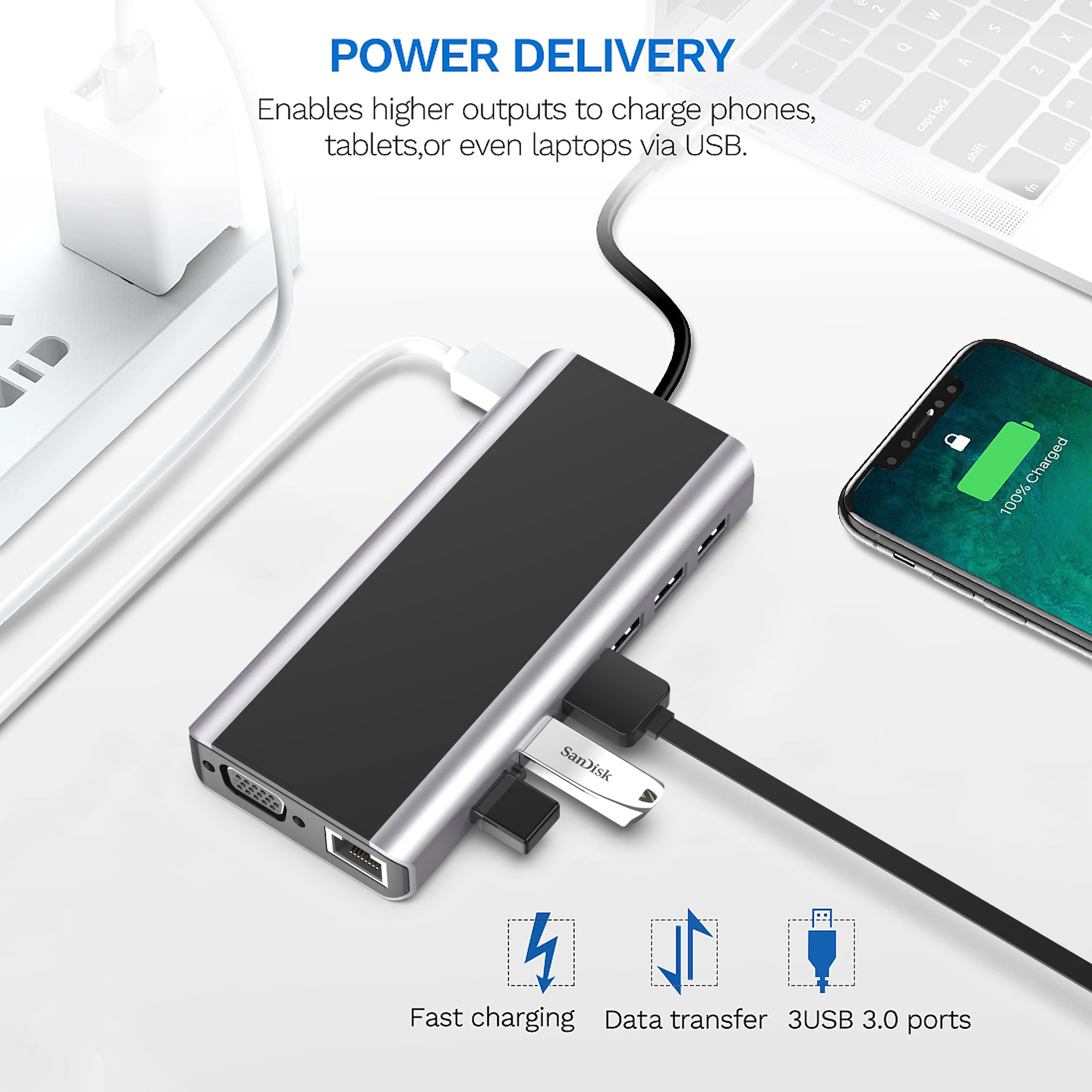 Imagem -04 - Multi Função Usb c Hub Docking Station Docking Station para Macbook Air Pro m1 m2 Ipad Laptop Thunderbolt Hdmi pd sd tf Rj45