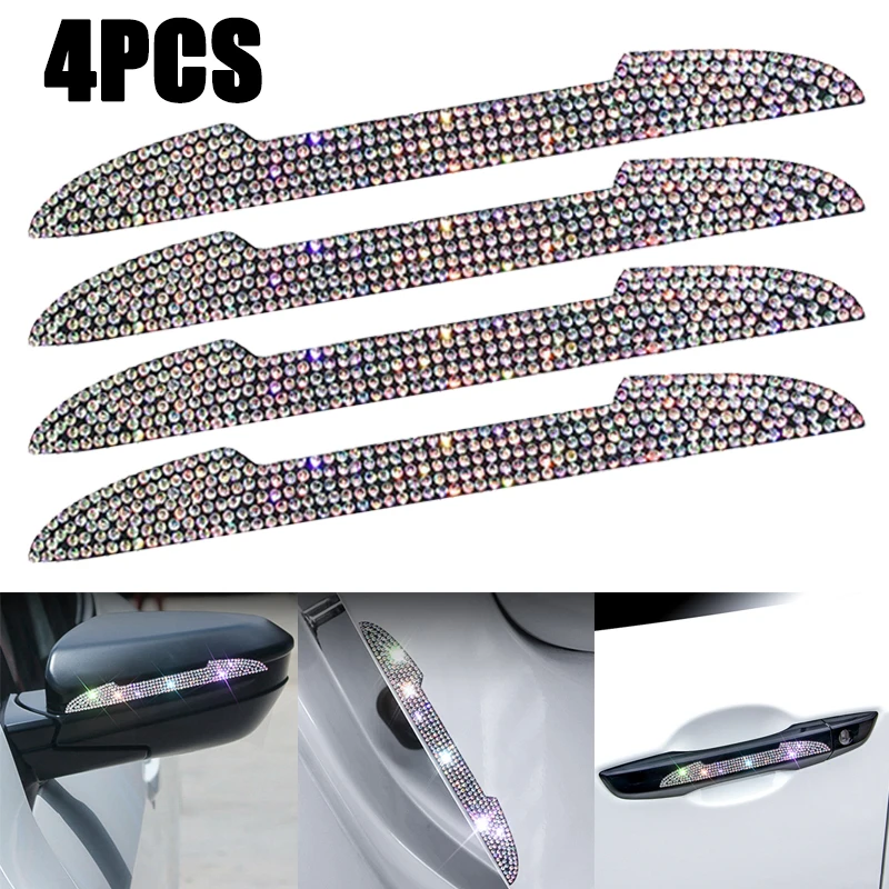 

Car Stickers Car Door Bowl Handle Anti-scratch Protection Strip Diamond Inlay Rearview Mirror Protective Films Auto Accessories