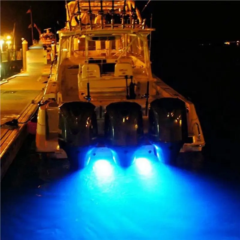 VEHO-10Pcs 42LED Boat Drain Light Boat Transom Light Blue Underwater Pontoon Marine Light